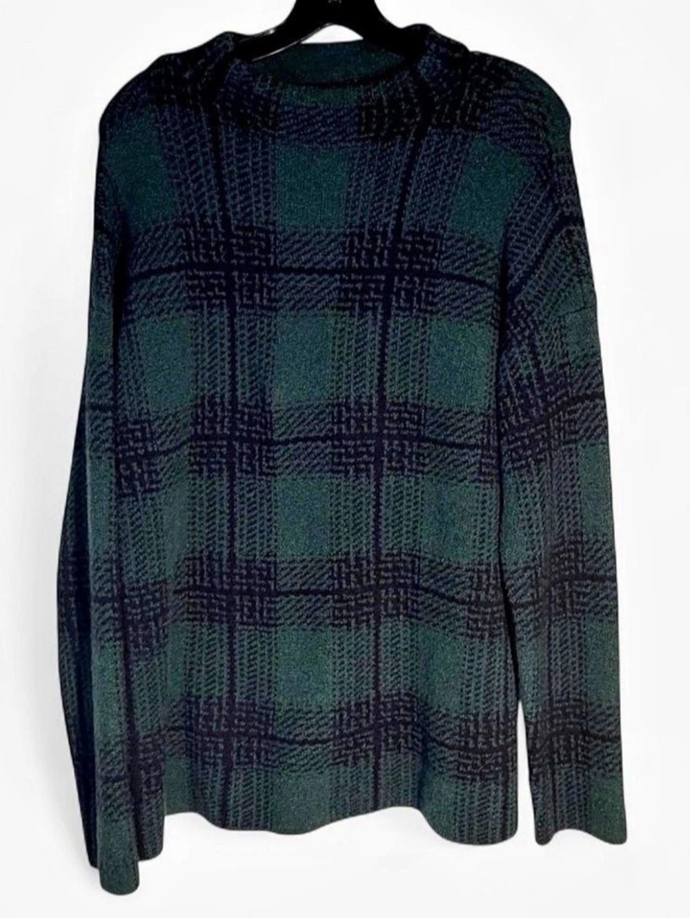 J.Jill Plaid Cotton Blend Sweater in Green & Black Size Medium